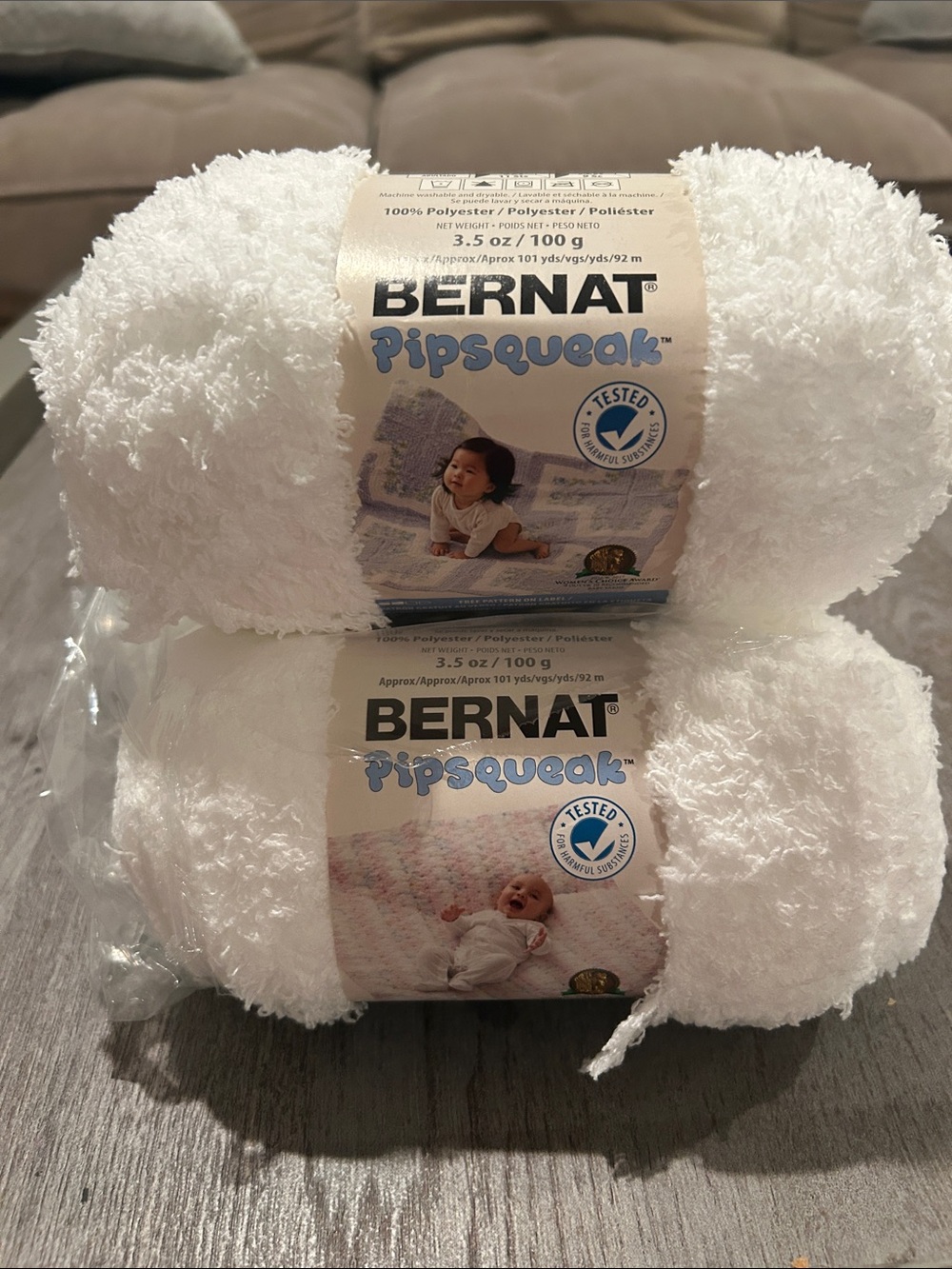 Pipsqueak Soft White Plush Yarn - 2-Pack